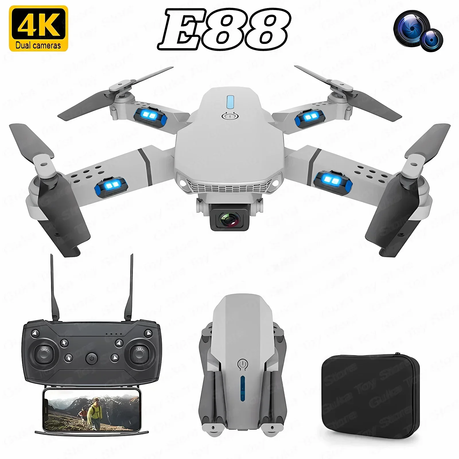E88 프로 와이파이 FPV 드론, 광각 HD 4K 1 - Drone Camera Night Vision 리뷰 및 가격